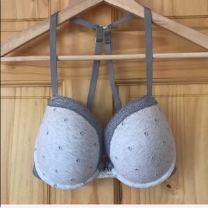 aerie embroidered polka dot convertible cotton lace trim 36C bra